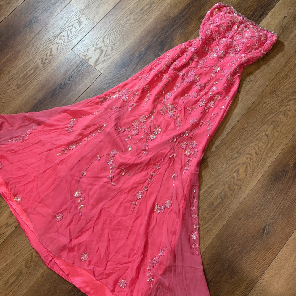 Vintage Y2K 100% Silk Beaded Dress Vintage Beaded Dress Prom Dress Fairy Floral